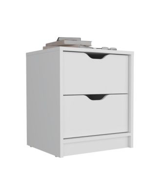 Contemporary Two-Drawer Faux Wood Nightstand with Smooth Glide Storage