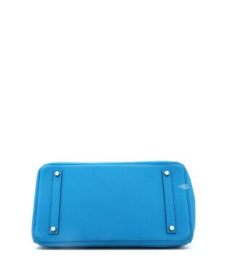Pre-Owned Hermes Birkin 35 Handbag Blue Togo with Palladium Hardware