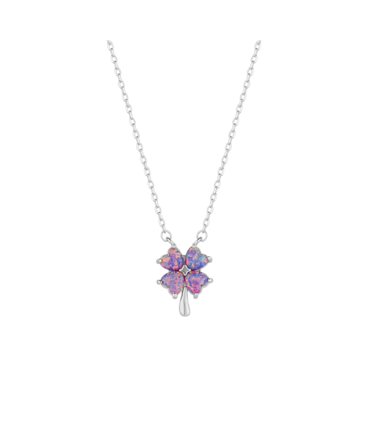 Purple Opal Four Leaf Clover Sterling Silver Necklace - Gold
