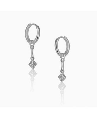 Sterling Rhombus Drop Hoop Earring