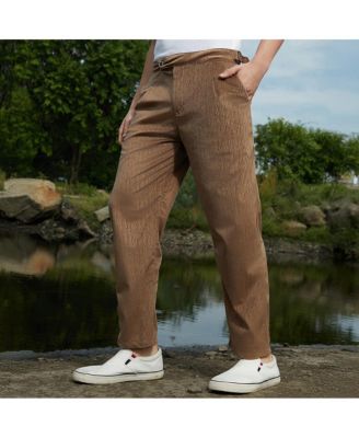 Men's Chocolate Brown Veined Tailored Trousers