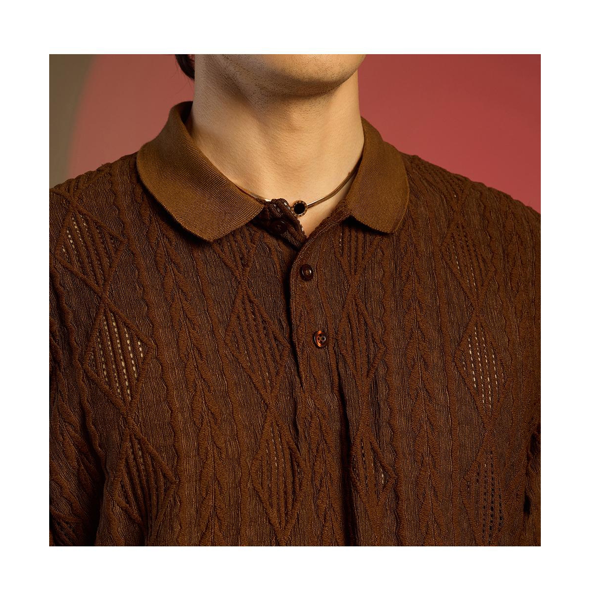 Campus Sutra Men's Chocolate Brown Argyle Oversized T-shirt