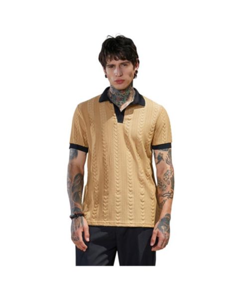 Мужская футболка Cahoot Campus Sutra Buff Beige and Obsidian Black Arc-Tactile Polo, цвет: Бежевый / Хаки