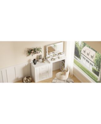Makeup Vanity Desk with Mirror & Storage