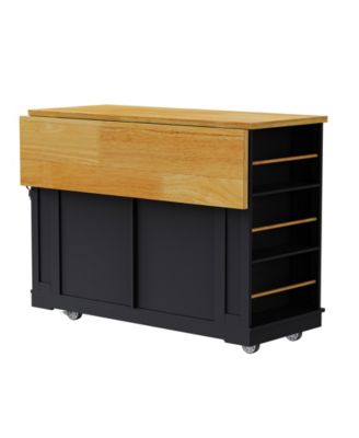 Rolling Kitchen Island Cart with Drop Leaf & Storage