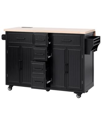 Rolling Kitchen Island with Drop Leaf & Storage