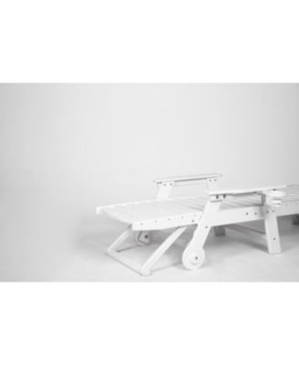 Outdoor Chaise Lounge Chair with Wheels & Cup Holder