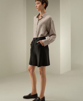 Women's Pinstriped Oversized Silk Shirt