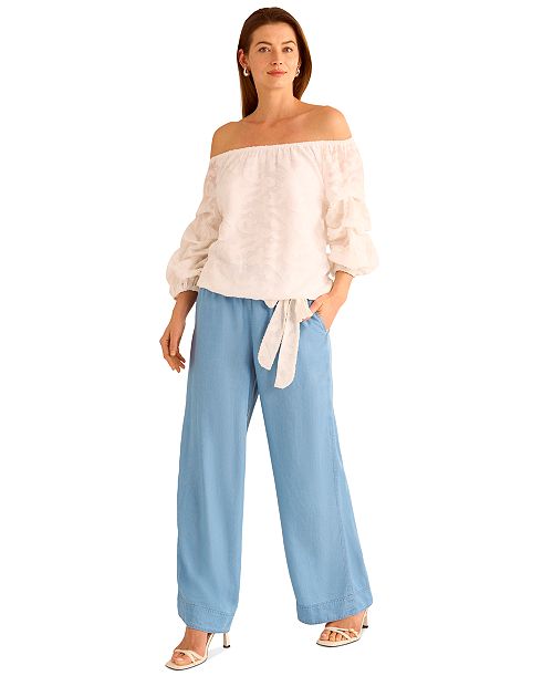 alfani Vince Camuto Women's Drawstring Wide-Leg Pants Women's Fashion Shoes & Accessories