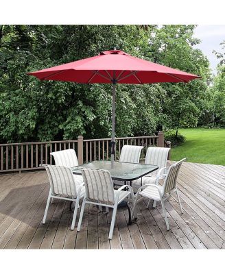 9 Feet Patio Outdoor Market Umbrella with Aluminum Pole without Weight Base