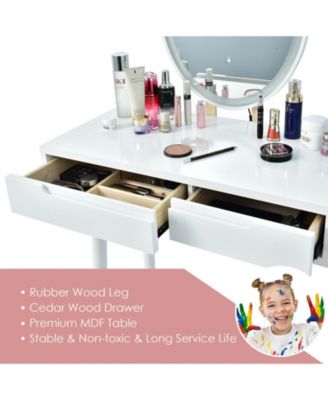 Touch Screen Vanity Makeup Table Stool Set with Lighted Mirror