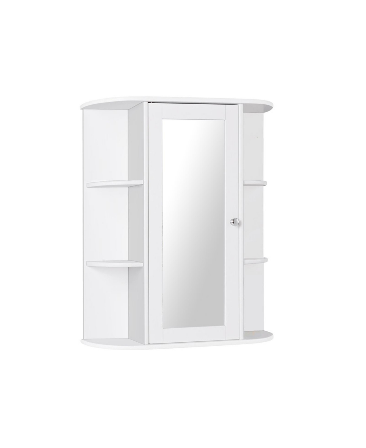 Bathroom Single Door Shelves Wall Mount Cabinet with Mirror - White