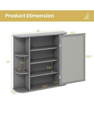 Wall-Mounted Bathroom Mirror Cabinet with Storage Shelves