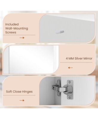 Corner Medicine Cabinet with Mirror with Open Mirror Door and Adjustable Shelf