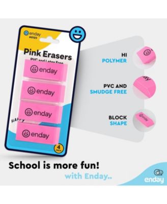 Erasers Pencil Block, Hi Polymer Large Pink Soft Eraser, Rubber and Non – Abrasive Eraser, Erasers School Supplies for Kids and Artists, Best Eraser for Drawing (24 PC) – by Enday