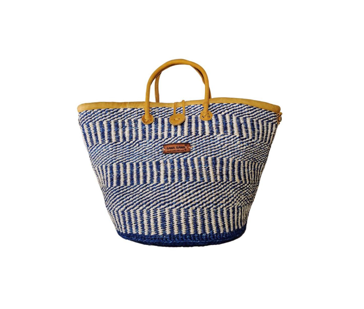 Женская сумка SAWA SAWA Ripples of Nourishment Handmade Sisal Straw Basket, цвет: Синий / Молочный — фото 1