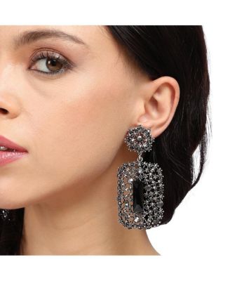 Stone Intricate Cluster Geometric Drop Earrings