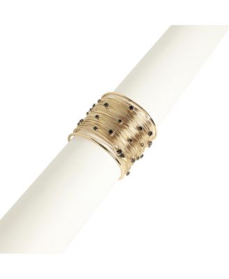 Metallic Ribbed Wire Statement Bracelet