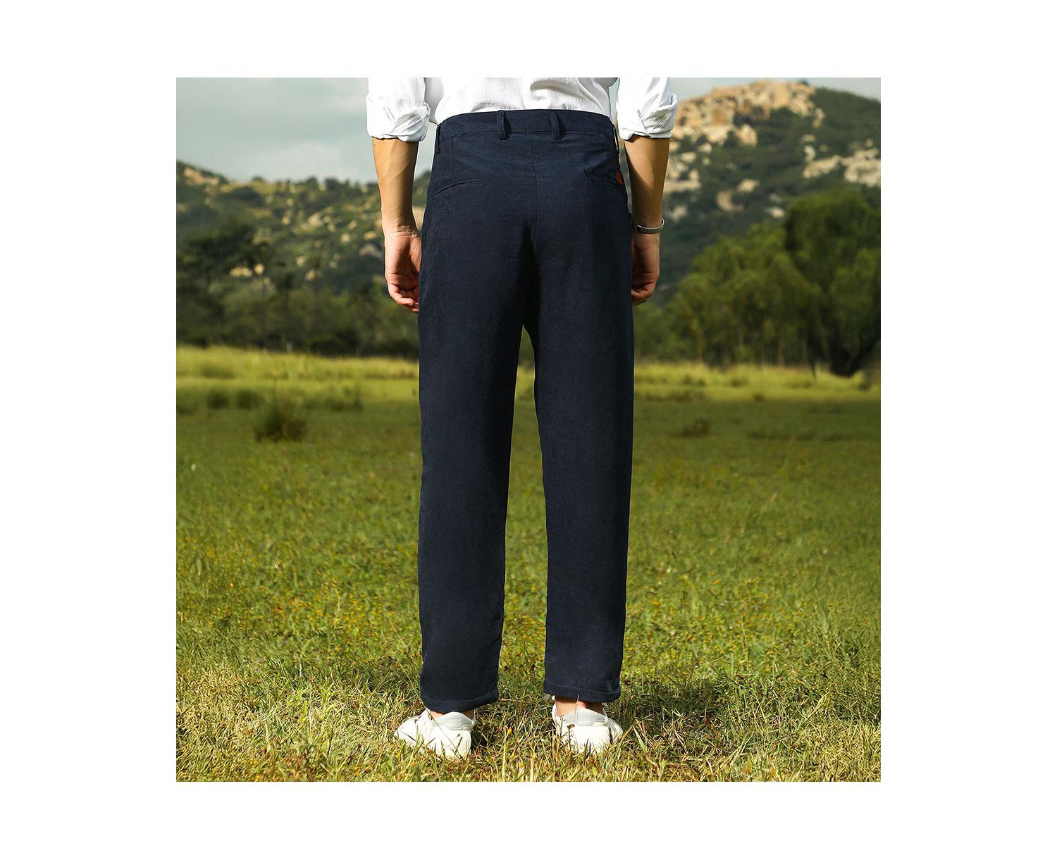 Men's Prussian Blue Velvique Tailored Trousers