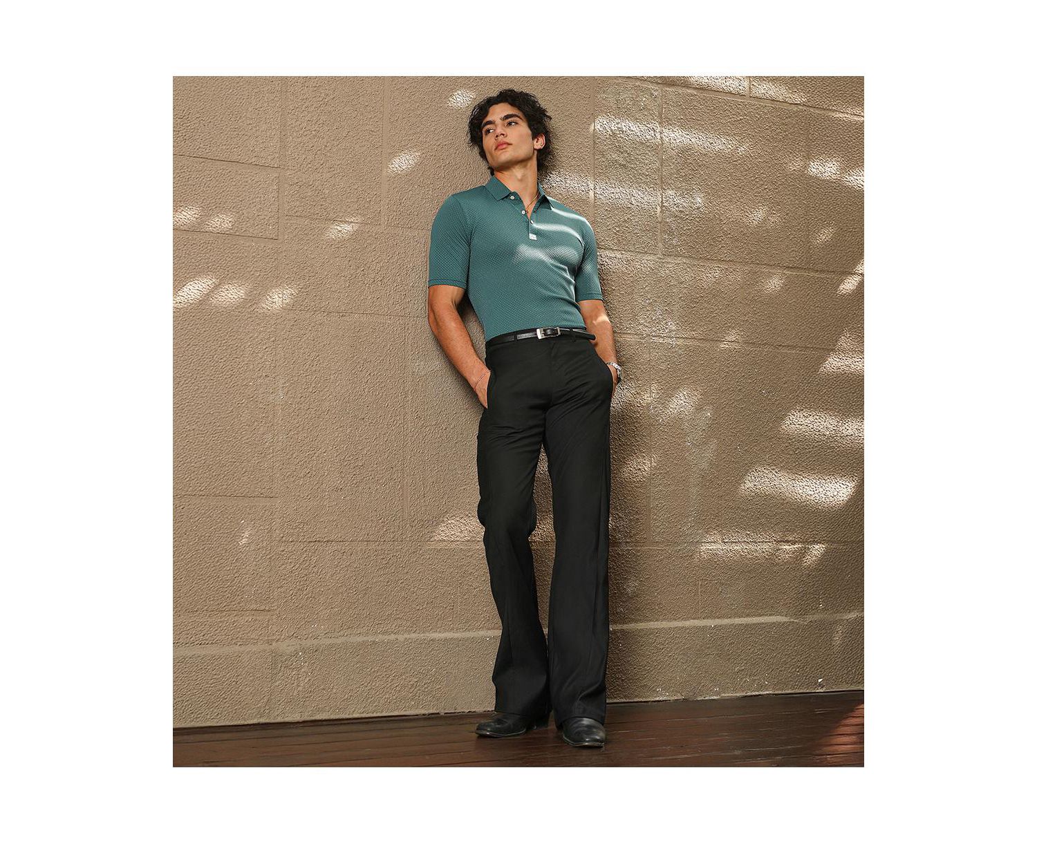 Men's Emerald Green Warp-Tactile Polo T-Shirt