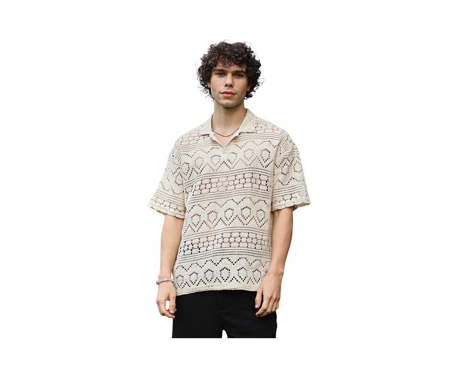 Men's Off-White Bohemian Oversized Polo T-Shirt