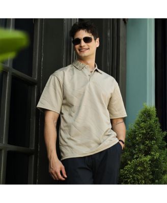 Men's Sand Beige Scratch-Tactile Polo T-Shirt
