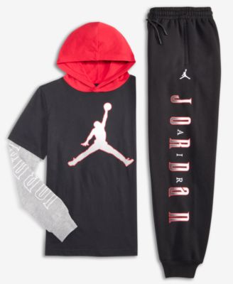 Big Boys Gametime Layered-Look Hoodie & Chenille Patch Pants