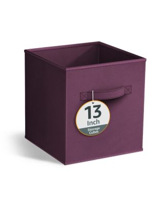 13 Inch Foldable Fabric Storage Cube Bin with Handles- for Organizing Home, Shelves, Nursery, Playroom, Closet and More 13" L x 13" W x 13" H