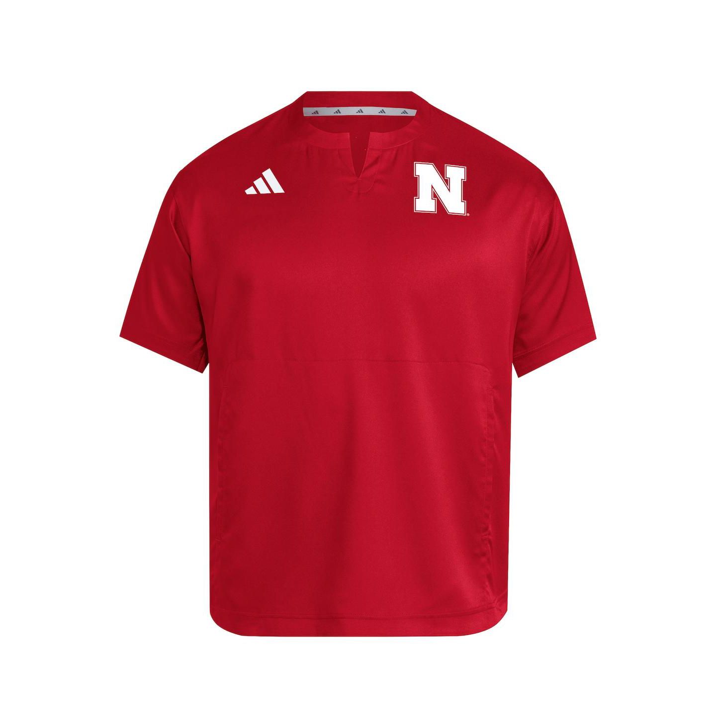Мужская толстовка adidas Red Nebraska Huskers Dugout Coaches Adizero Notch Neck Pullover — фото 2
