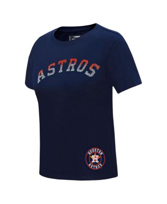 Women's Navy Houston Astros Rhinestone Slim Fit T-Shirt