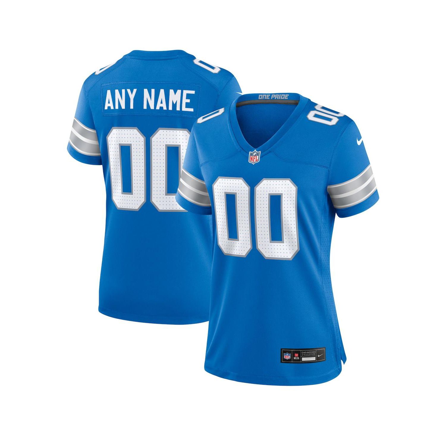 Women's Blue Detroit Lions Custom Game Jersey