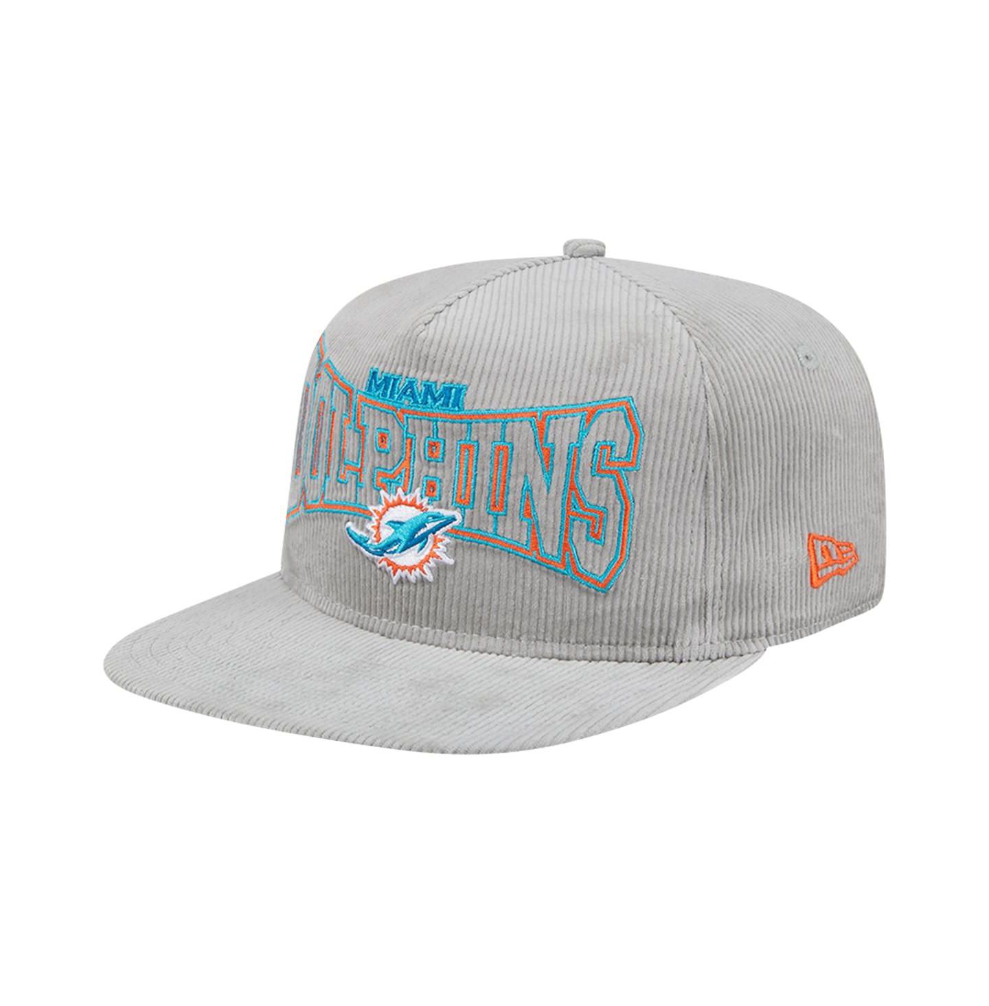 Мужская кепка New Era Gray Miami Dolphins Corduroy Golfer Adjustable Hat — фото 1
