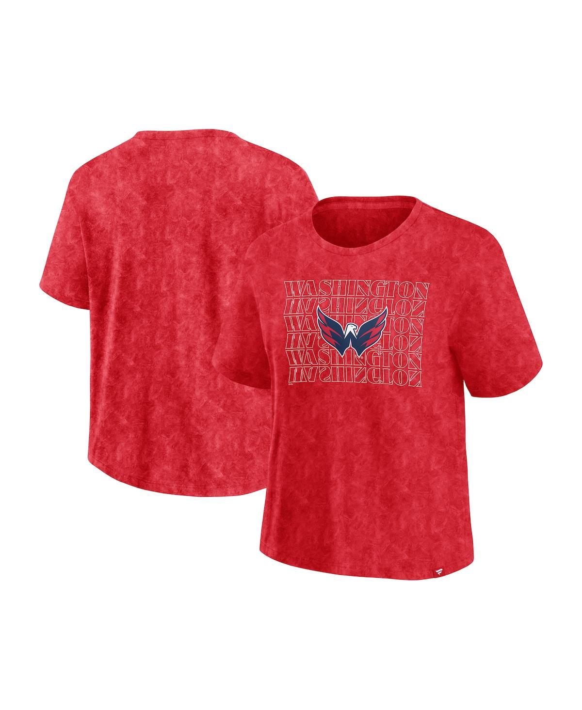 Fanatics Women's Red Washington Capitals Faded Wash T-shirt In Red