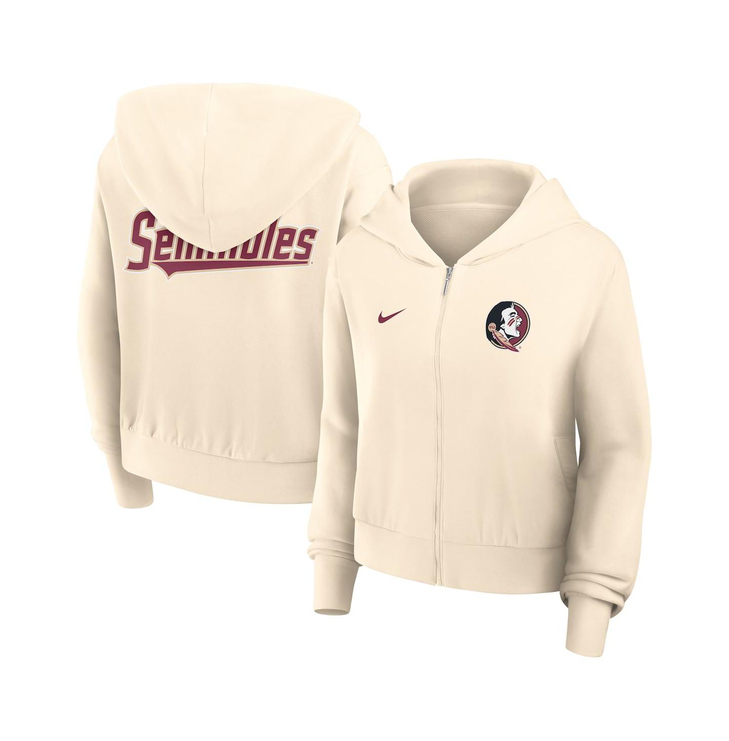 Женское худи Nike Cream Florida State Seminoles Cropped Chill Full-Zip — фото 1