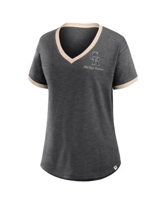 Women's Black Colorado Rockies Binge Worthy Stadium Slub V-Neck T-Shirt
