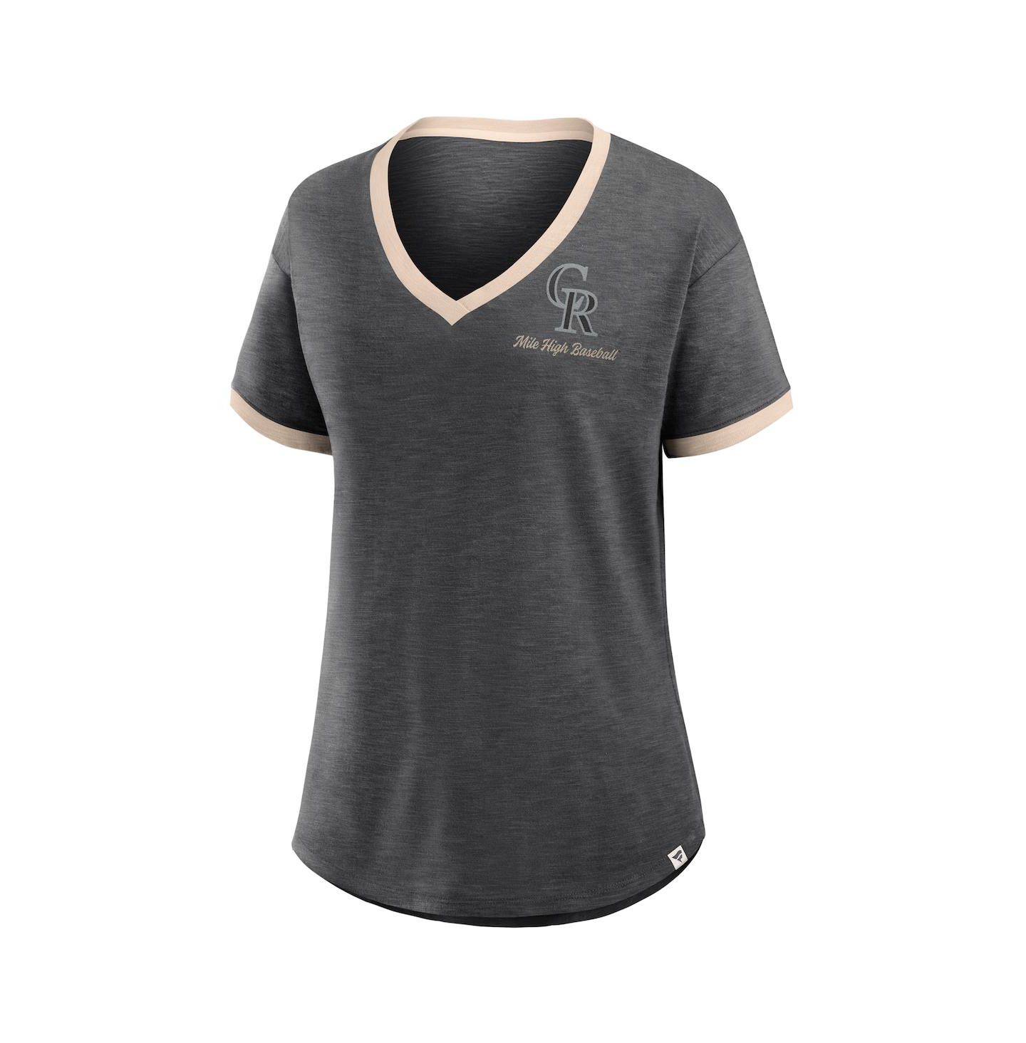Женская футболка Fanatics Black Colorado Rockies Binge Worthy Stadium Slub V-Neck — фото 2