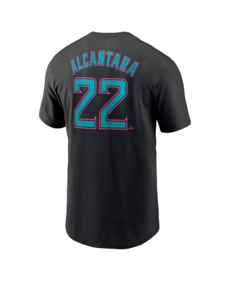 Men's Sandy Alcantara Black Miami Marlins 2025 City Connect Fuse Name Number T-Shirt