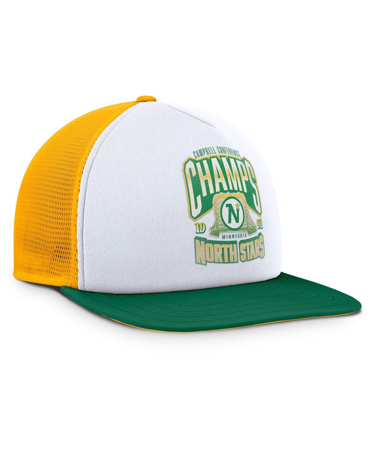 Fanatics Men's White/green Minnesota North Stars Decades Collection Foam Front Snapback Hat