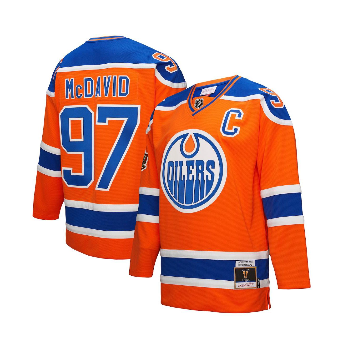 Мужское джерси Mitchell & Ness Men's Connor McDavid Orange Edmonton Oilers Power Play Jersey — фото 1