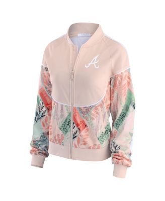 Women's Sand Atlanta Braves Raglan Full-Zip Track Jacket