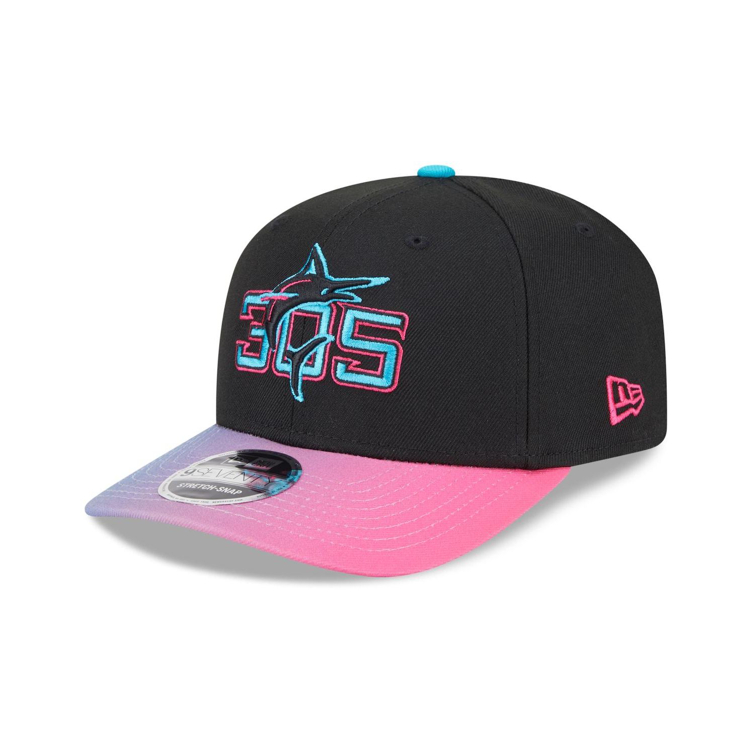 Men's Black/Pink Miami Marlins 2025 City Connect 9SEVENTY Adjustable Hat