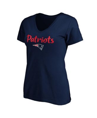 Women's Navy New England Patriots 1 Mom Team Logo V-Neck T-Shirt