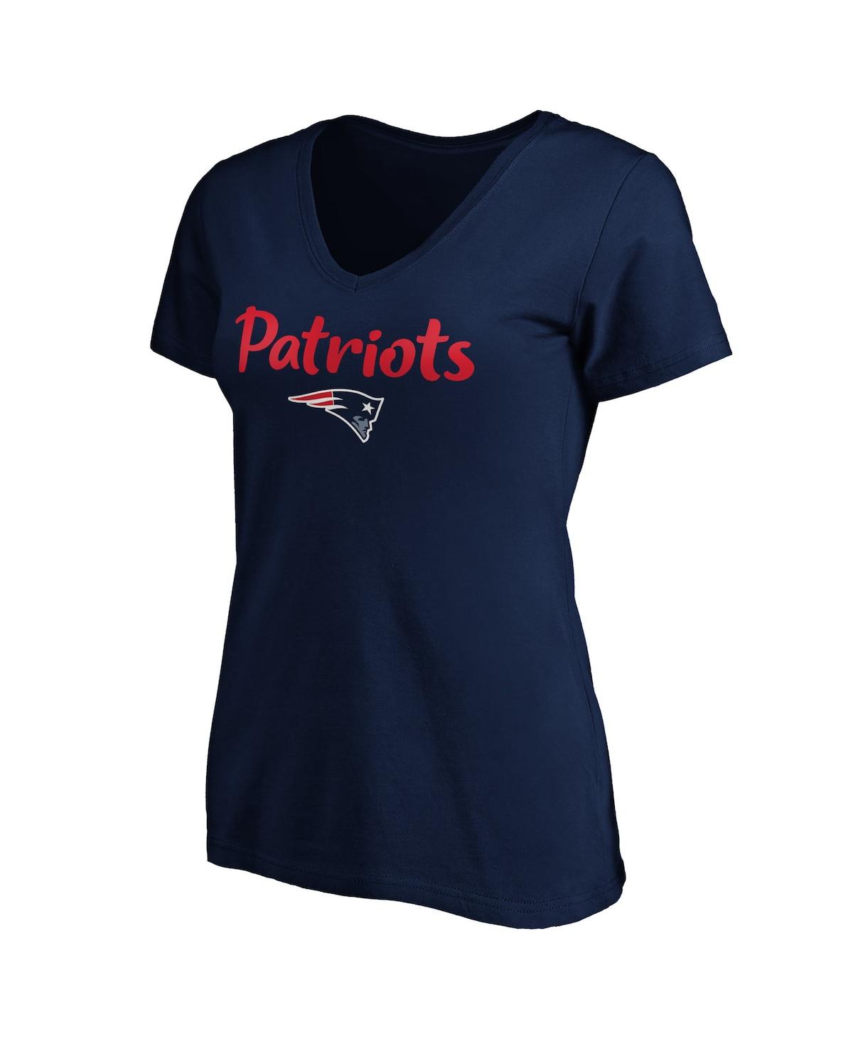 Fanatics Women's Navy New England Patriots 1 Mom Team Logo V-neck T-shirt In Blue