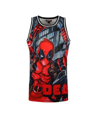Men's Black Deadpool Comic Big Print Mesh Jersey