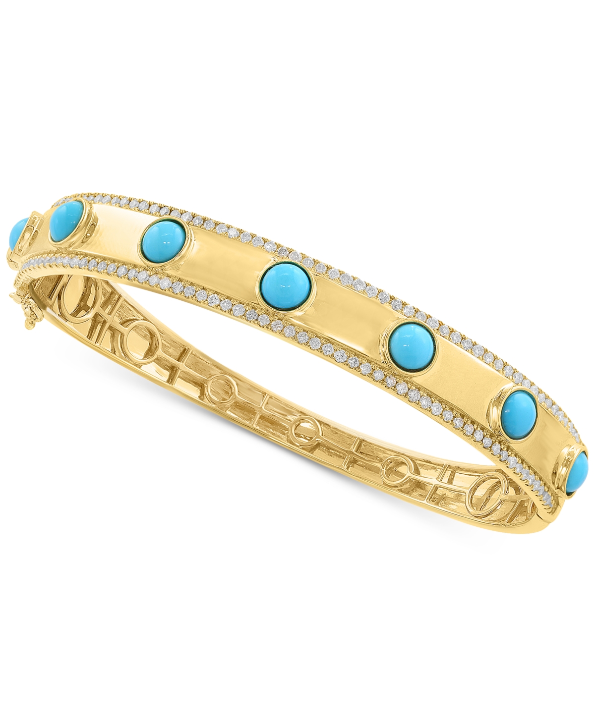 Effy Collection Effy Turquoise & Diamond (1-1/4 Ct. T.w.) Bangle Bracelet In 14k Gold-plated Silver