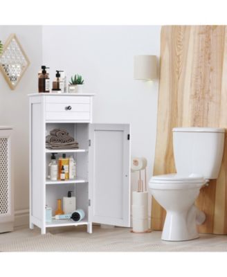 Wooden Storage Free-Standing Floor Cabinet with Drawer and Shelf