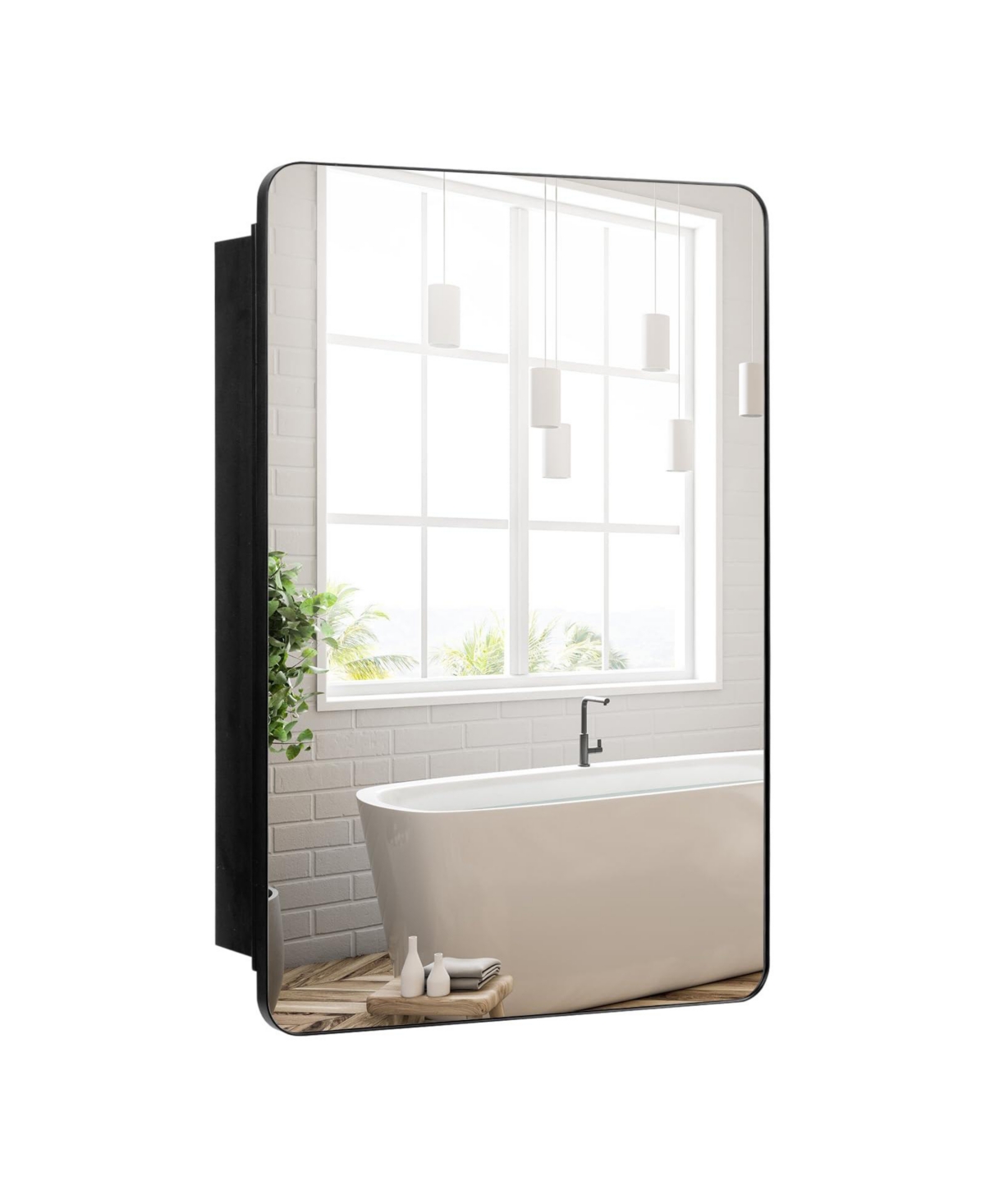 20 x30 Inch Multi-Functional Bathroom Mirror Cabinet with Adjustable Shelves - Black