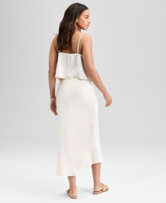 And Now This Now This Womens Satin Scalloped Edge Tank Satin Scalloped Edge Slip Skirt Exclusively At Macys In Brown