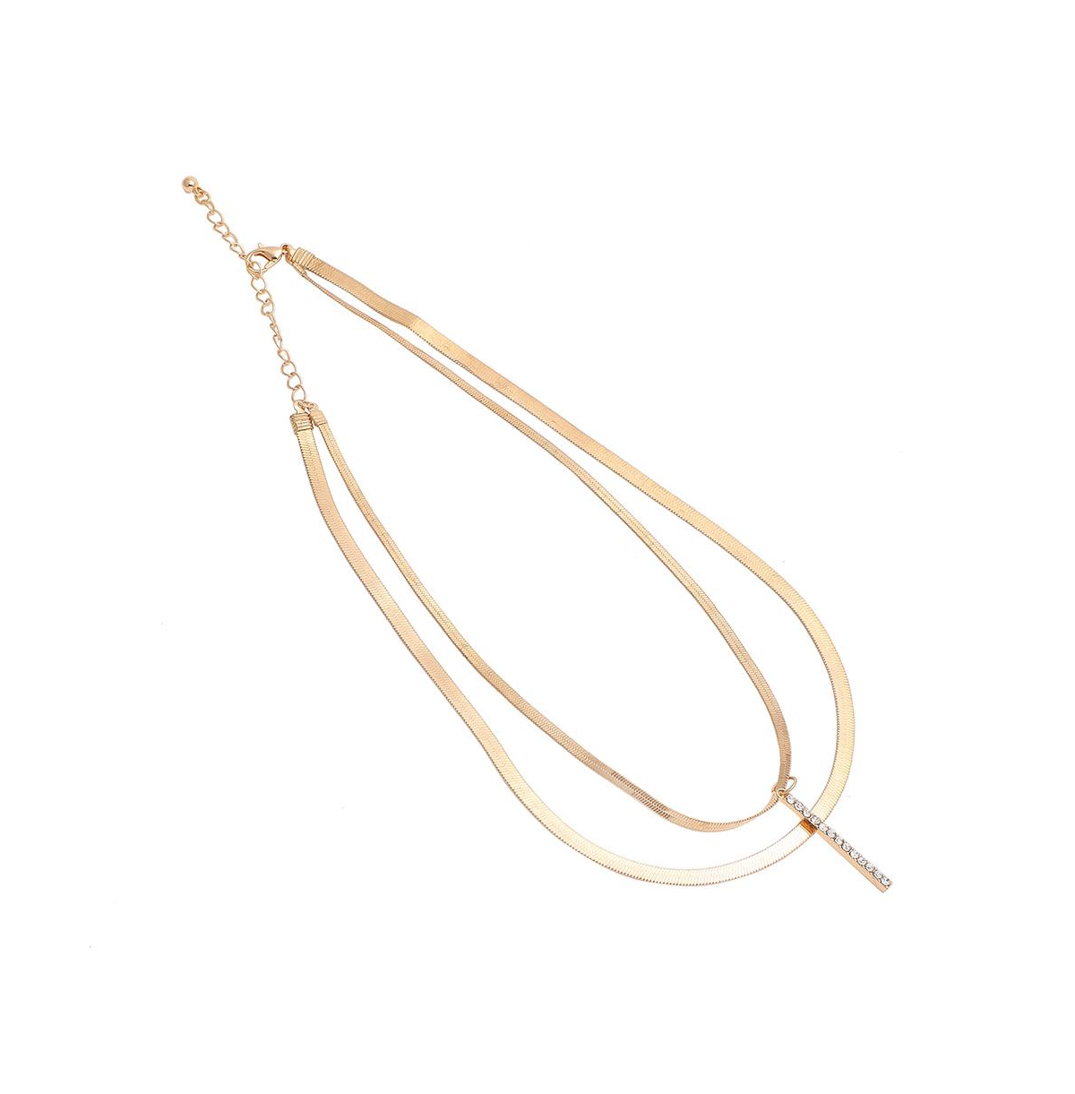 Gold-Plated Layered Contemporary Necklace - Gold