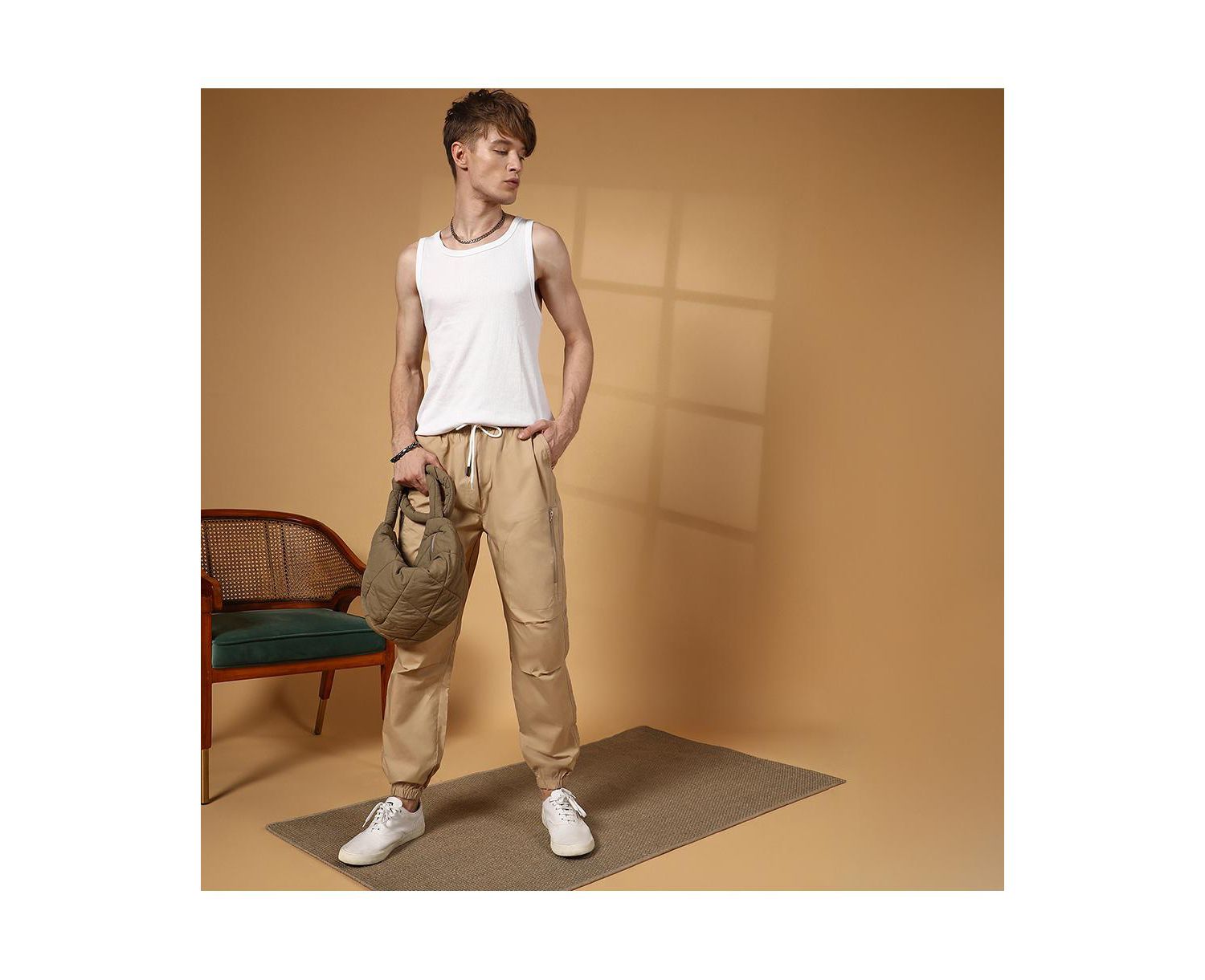 Men's Khaki Brown Parachute Utility Trousers